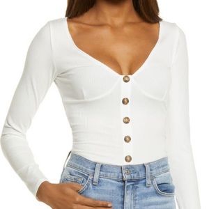 Reformation Virgil ribbed top in white
